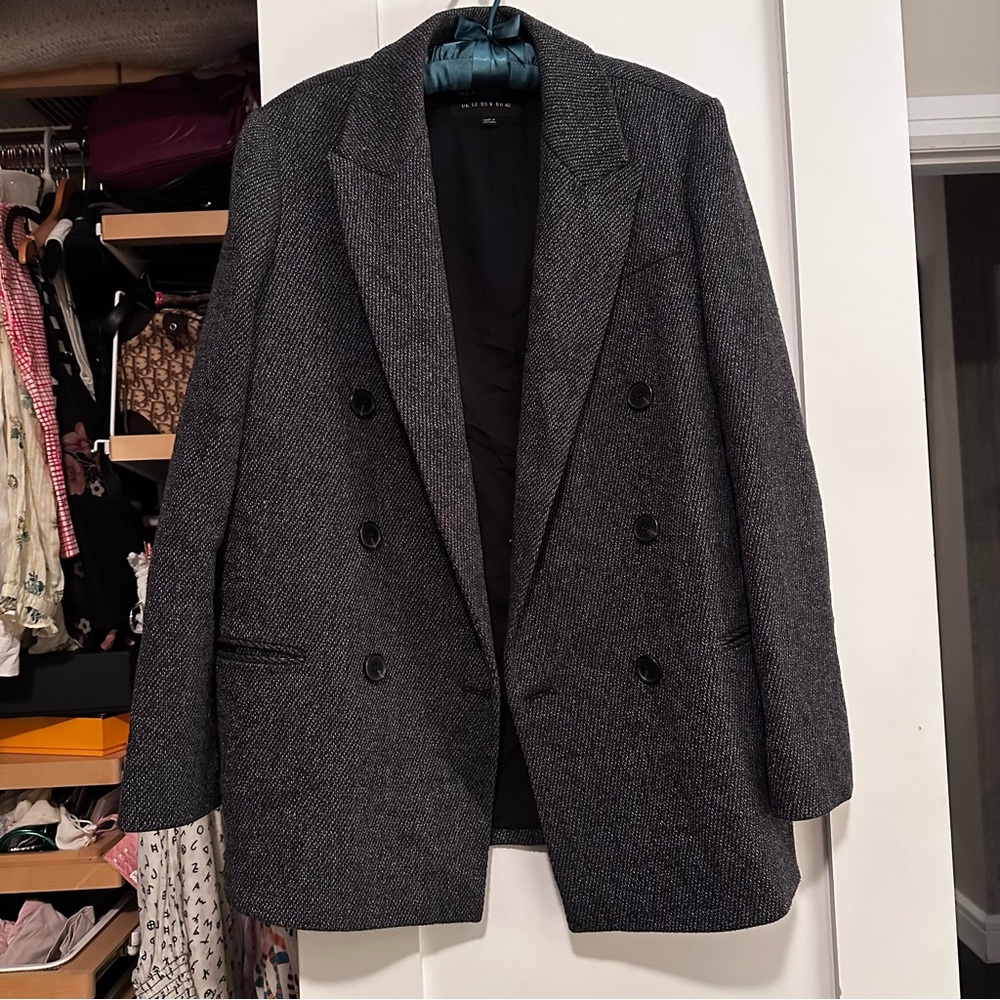 All Saints Isla Herringbone Wool Blazer US 8 - Picture 3 of 7